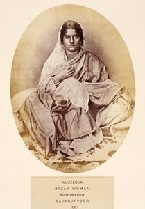 Wuzeerun, Mujer del Bazar, Mahometana, Saharunpoor, de The People of India, por J. Forbes Watson, publicado en 1868